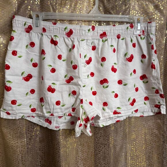 PINK Victoria's Secret Other - PINK Victorias Secret Red White Cherry Boxer Sleep Pajama Shorts Large